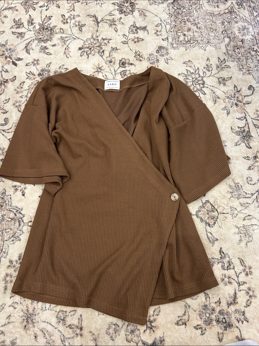 Sabo Skirt Brown Ribbed Wrap Top